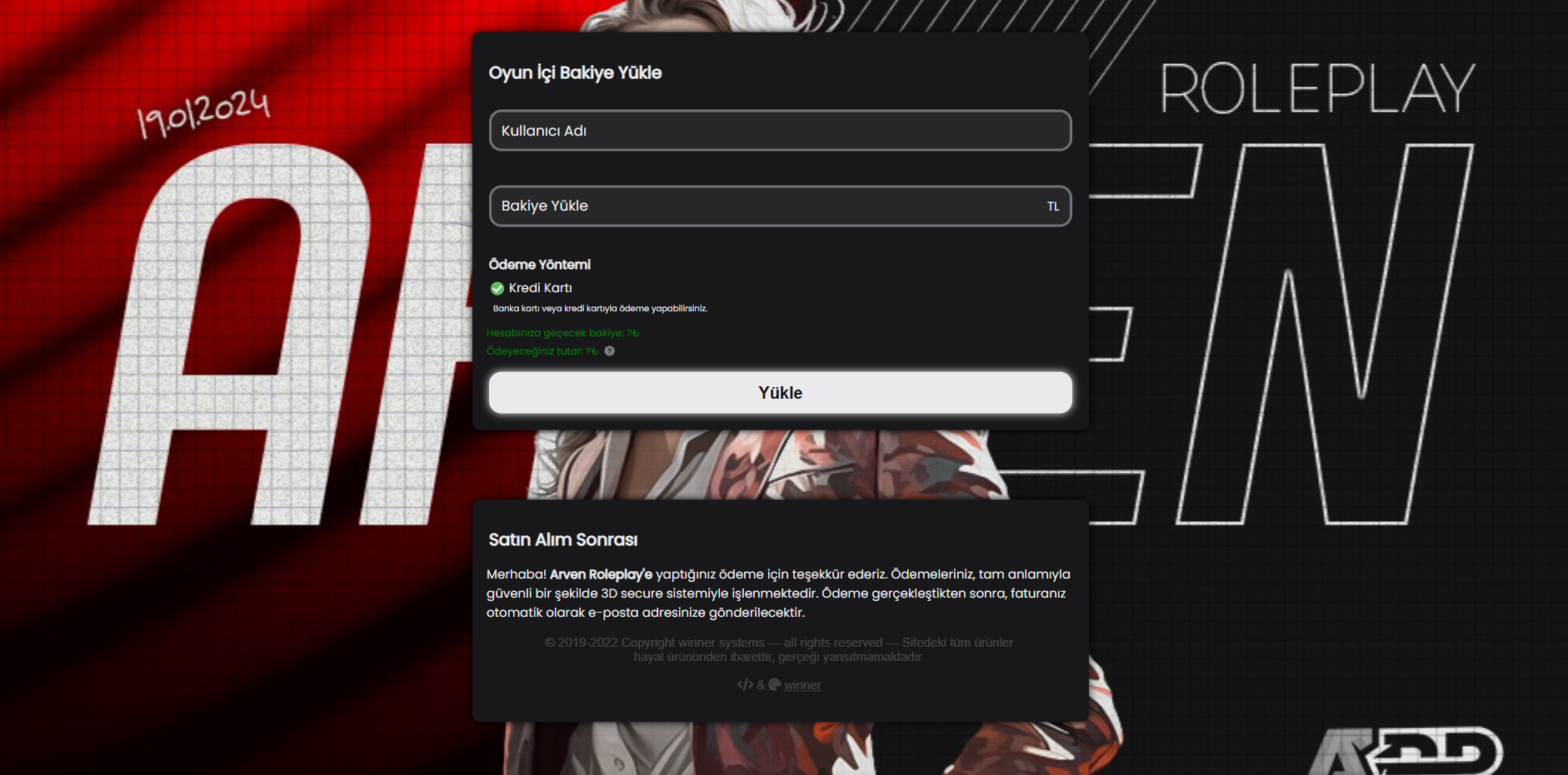 Arven RP — Payment System